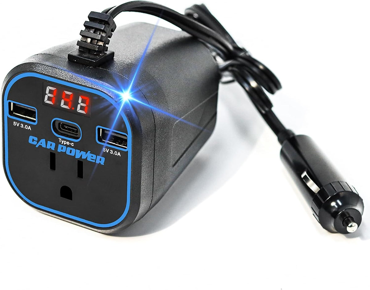 VendrX™ 200W Car Inverter | 4-in-1 Fast Car Charger (AC/USB-C)