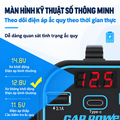 Bộ Chuyển Đổi Điện 200W cho Ô tô | 4 in 1, Sạc nhanh, có ổ AC và cổng USB-C