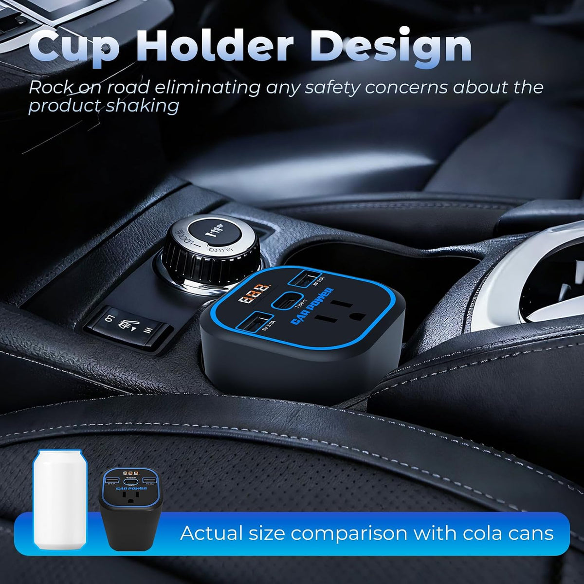 VendrX™ 200W Car Inverter | 4-in-1 Fast Car Charger (AC/USB-C)