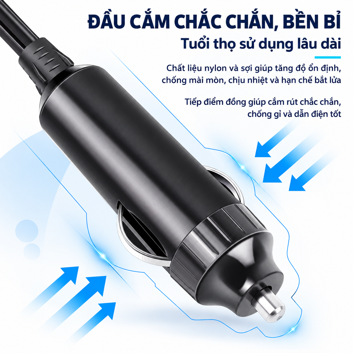 Bộ Chuyển Đổi Điện 200W cho Ô tô | 4 in 1, Sạc nhanh, có ổ AC và cổng USB-C